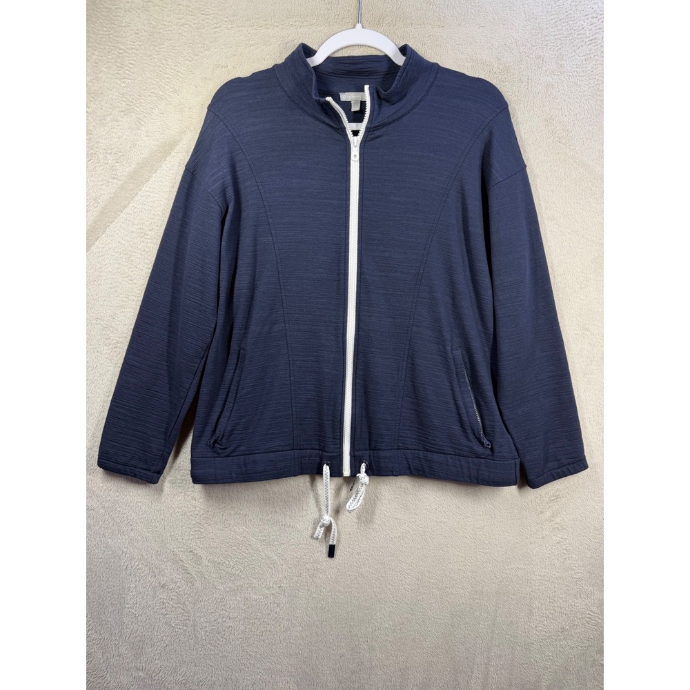 T by Talbots Zip Jacket Womens M Navy Blue Activewear Casual Knit
